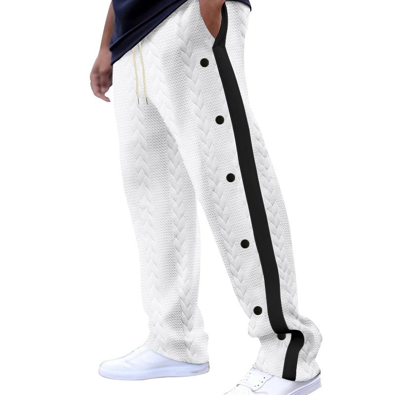 Herbst Neue Herren Jacquard-Hosen mit Struktur Einreiher und Gestreifte Lockere Große Größen Freizeit Hosen Vielseitige Jogginghosen