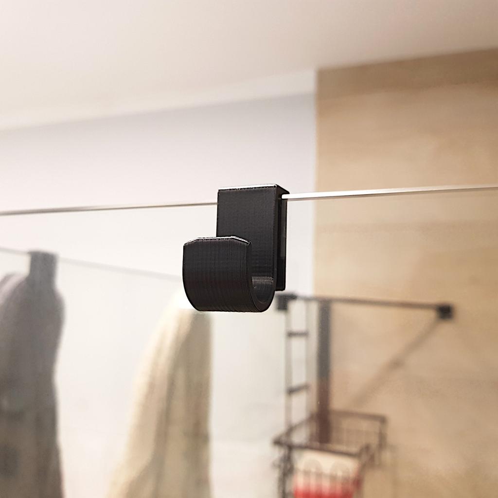 Set of 4 Shower Glass Hangers 6mm Black