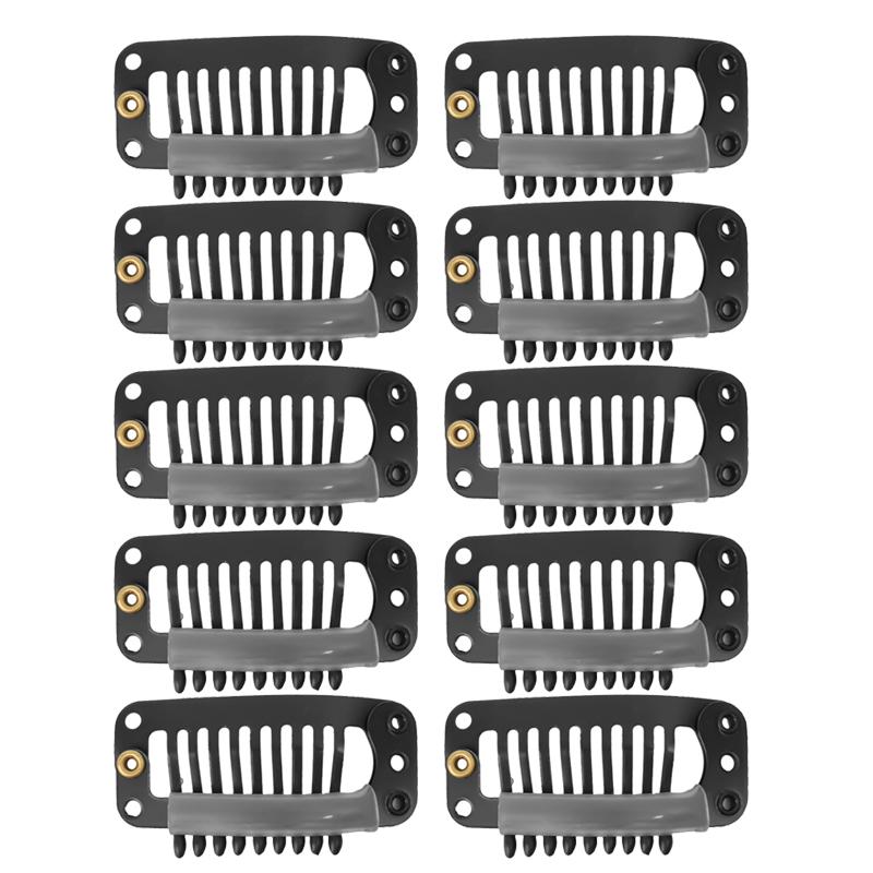 Wig Clips U-shape Metal Snap Claw Clip with Soft Rubber 9 Teeth Jewelry for Women Berets Caps Hair Pins DIY Accessories