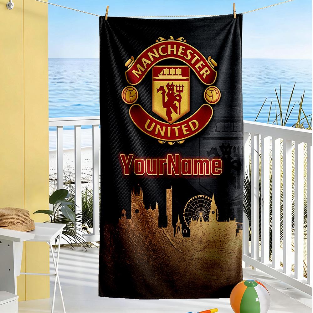 Manchester Personalized Name Beach Towel Soft Durable Quick-Dry Suitable for Sports Travel Swimming Yoga Bathroom Beach And Pool