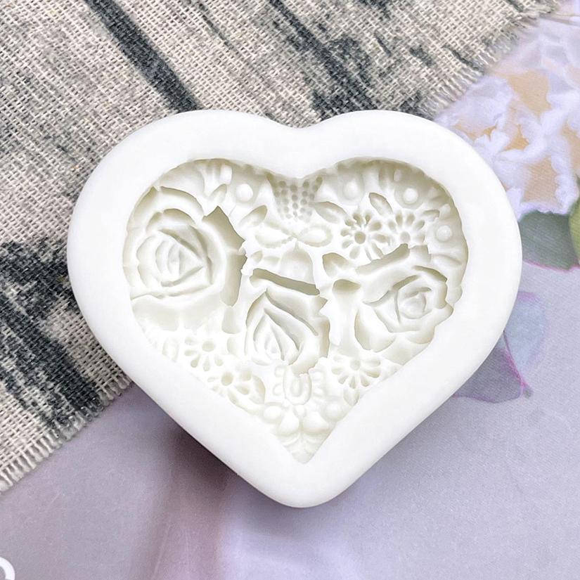 

Силиконовая форма для мастики в виде сердца и розы, инструменты для смолы, форма для выпечки кексов, инструменты для украшения торта из мастики