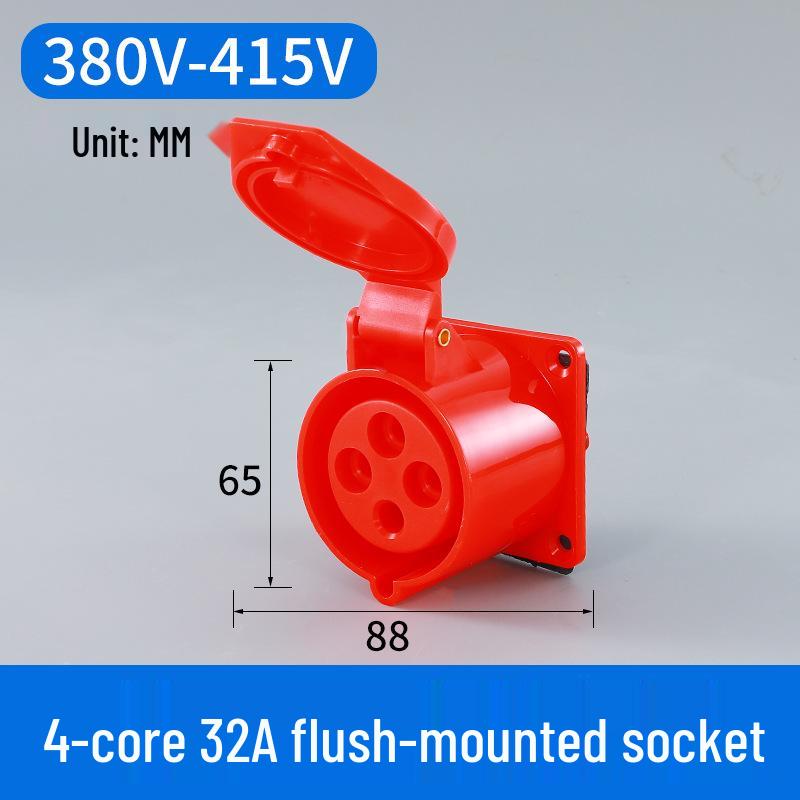 16/32A Waterproof Industrial Plug & Socket - Surface/Flush Mounted Aviation Connector