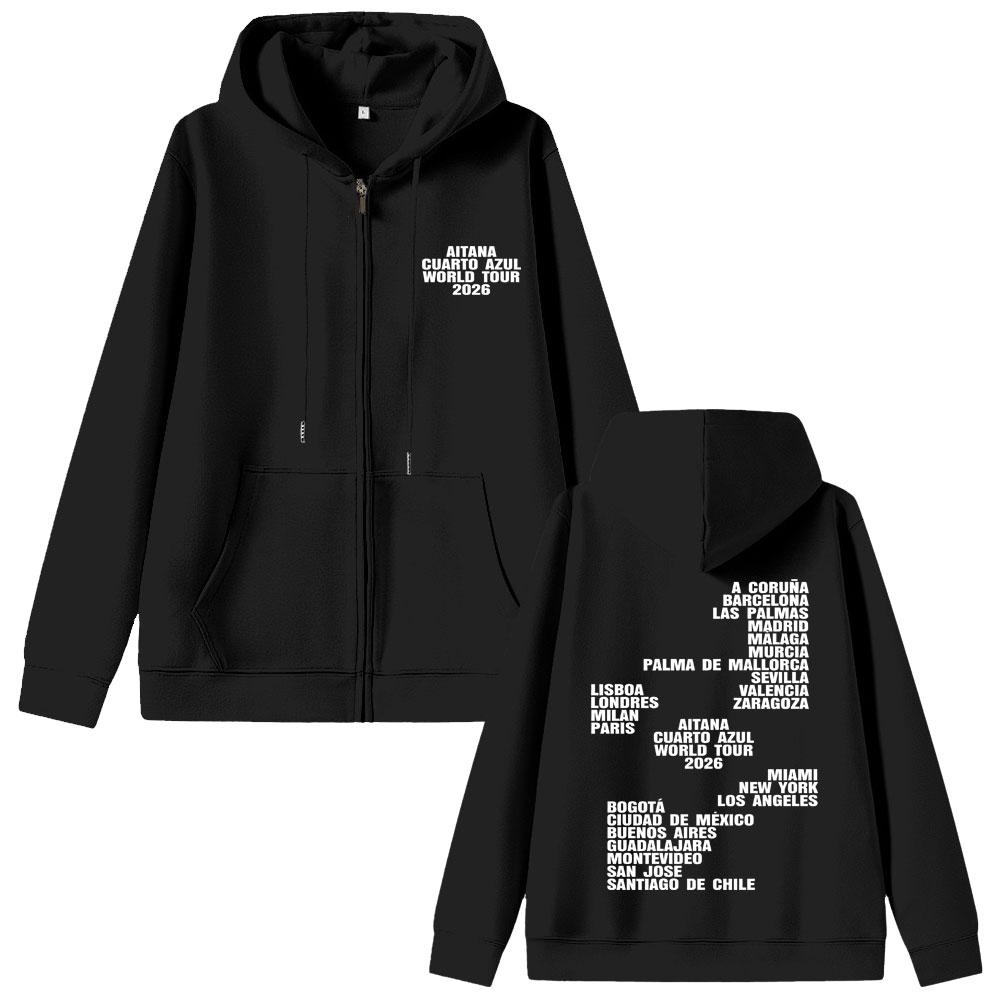 Singer Aitana World Tour Merch Zipper Hoodie Fans Gift Men Women Fashion Vintage Oversized Zip Up Jacket Coat