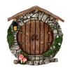 Garden Fairy Door Decoration With Wooden Tree Design For Outdoor Yard Decor