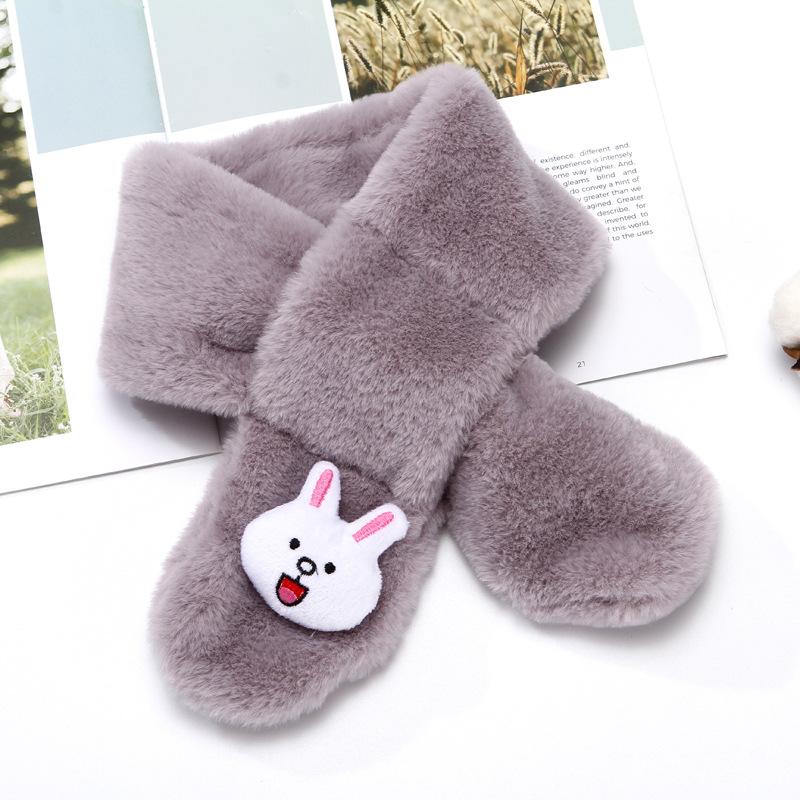 Children'S Scarf Winter Cartoon Plush Children'S Scarf Boys And Girls Warm Cross Imitation Rabbit Hair Children'S Neck