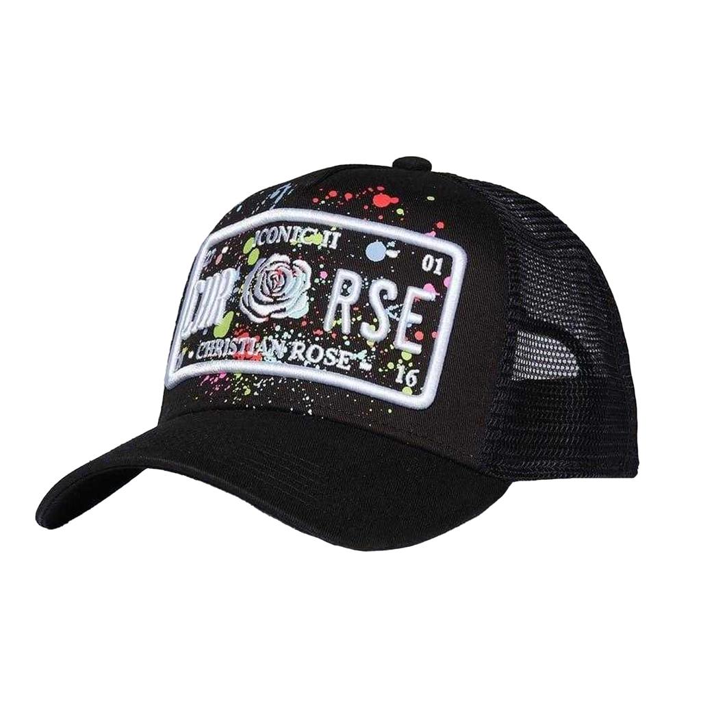 Christian Rose Li Plate Trucker Cap