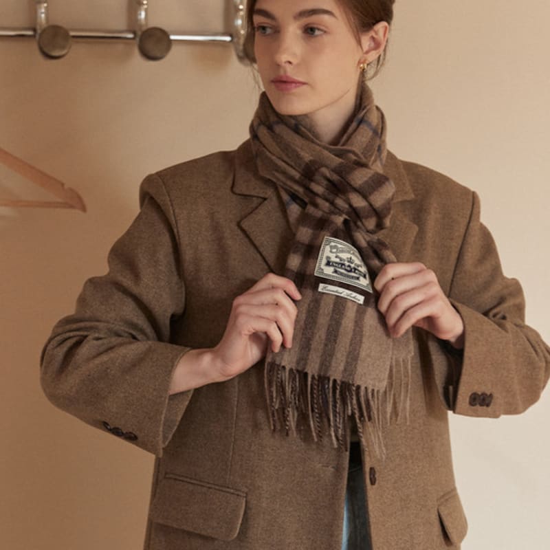 NONLOCAL Daily check wool muffler - Beige Check