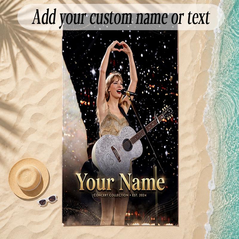 Beach TowelTaylor Swift Custom Name Text Personalized Soft Towel for Beach Pool Indoor Home Decor Gift