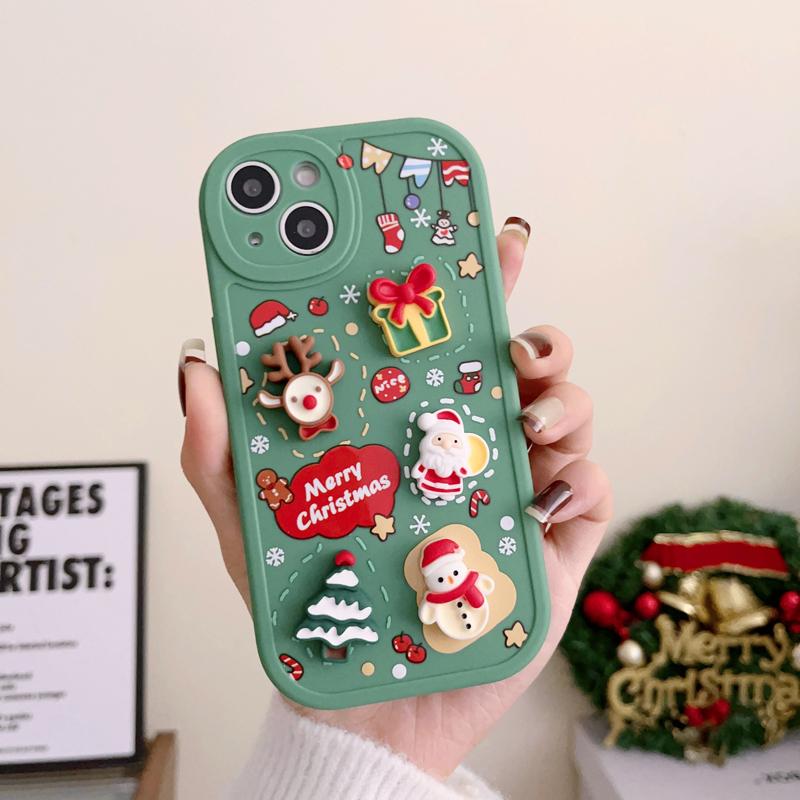 Christmas Style 3D Cartoon Santa Claus Elk Snowman Phone Case for IPhone 15 14 13 12 11 Pro Max X XR XS Max 7 8Plus 14 15 Plus Shockproof Case