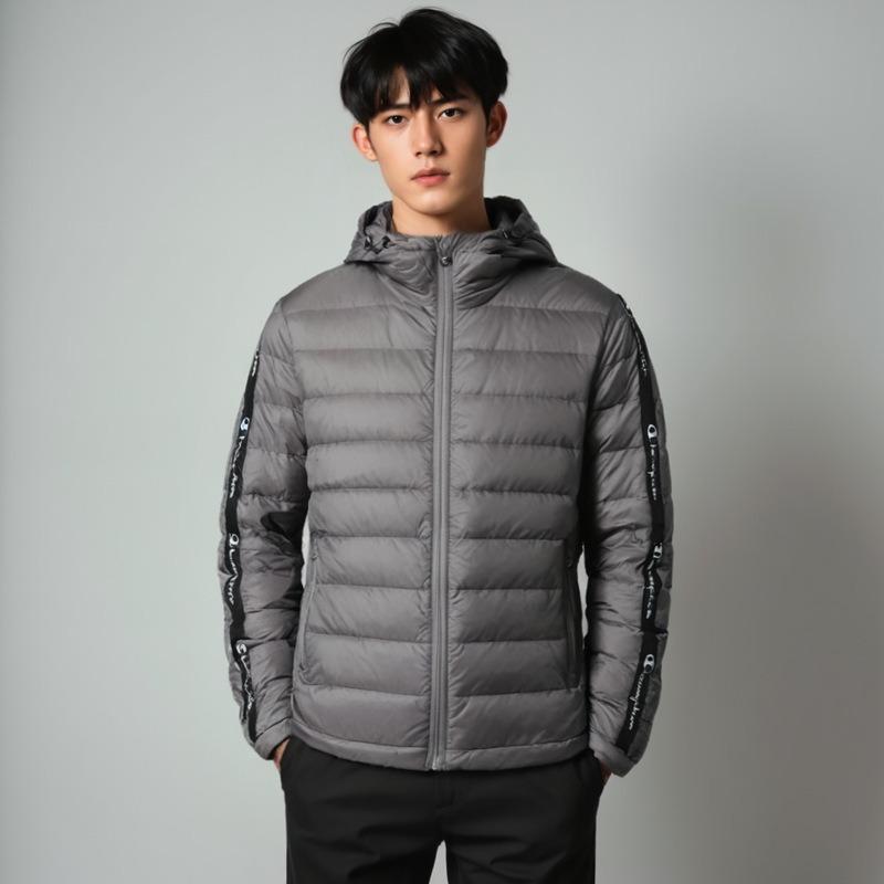 Winter new fashion hooded light and warm men's slim casual white duck down autumn and winter down jacket