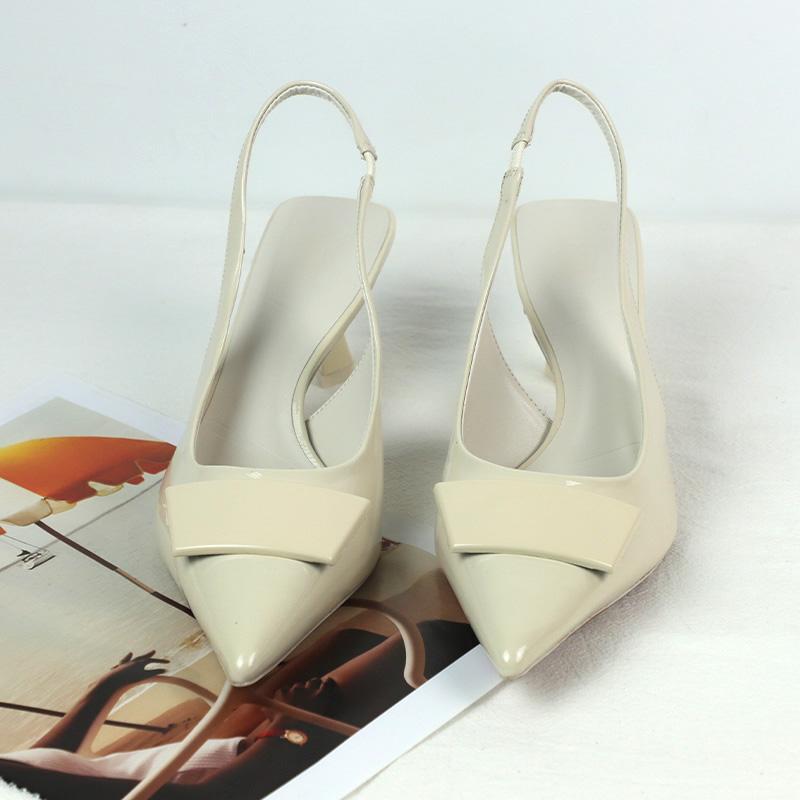 Fashion Summer White Pointed High-heeled Sandals Women Simple Square Buckle Designer Style Lightweight and Elegant Fashion Ladies Shoes