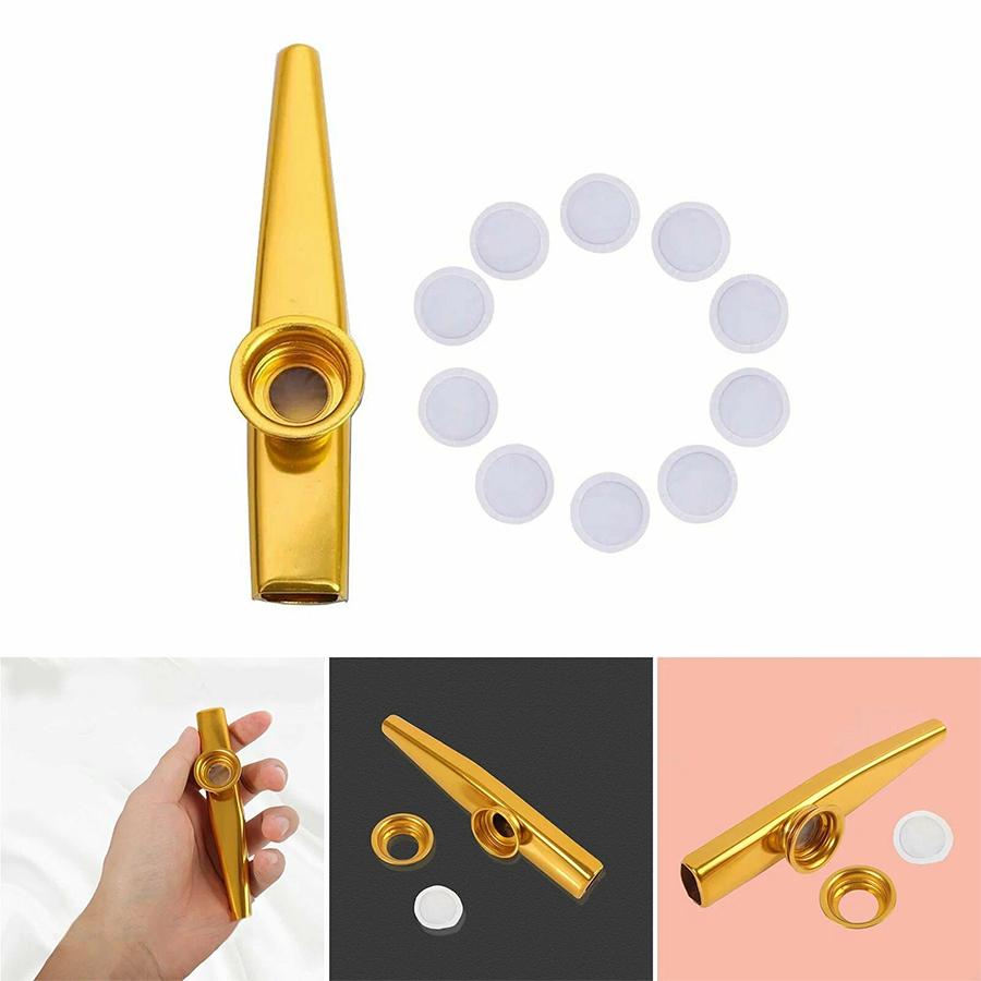 2 Colors Metal Kazoo Portable Wind Instrument Festival Party Atmosphere Creating Supplies Oral Blowing Playing Musical Tool XJM