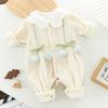 Baby Girls' Fleece-Lined Ruffle Collar Romper