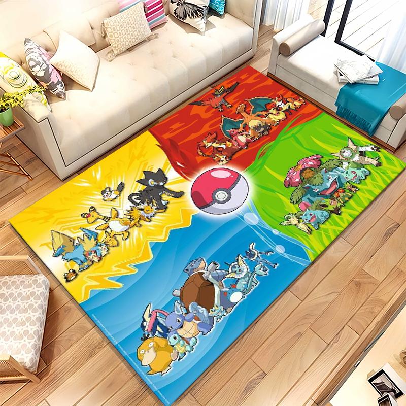

Kawaii Pokemon Pikachu Cartoon Living Room Non-Slip Area Rug Soft Carpet for Bedroom Kids Playroom Sofa,Home Decor Doormat Gift 40x60cm