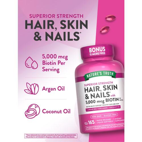 Nature's Truth Superior Strength Hair/Skin/Nails with Argan/Coconut Oil/Collagen, 165 Count by Nature's Truth