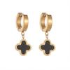 Clover Stud Earrings for Women - Korean Style, Titanium Steel, Versatile, Simple Luxury, Gold Edged