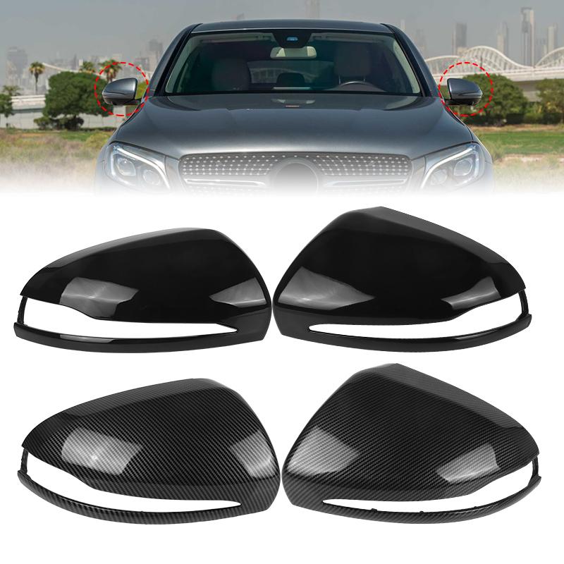 LHD Rearview Mirror Cover For Mercedes Benz C GLC S E Class W205 X253 W222 W213 W238 Glossy Black/Carbon Fiber Side Mirror Cover