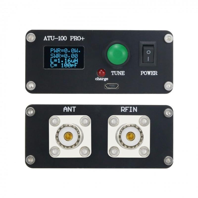 ATU-100 Pro+ Sintonizzatore automatico d'antenna 100W 1.8-55MHz Display OLED da 0.96 pollici Assemblato con custodia in metallo Batteria ricaricabile