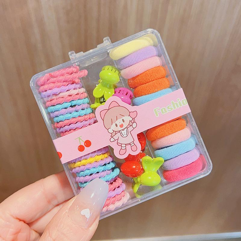 Bonbonfarbene Haaraccessoires Set: Hohe Elastizität, haarschonende Gummibänder, Zopfgummis, Haarspangen, Stirnbänder für Kinder