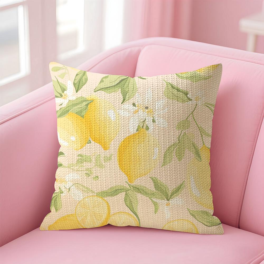 Lemon Fashion Cushion Cover Natural Linen Pillow Case DoubleSided Print Decorative Sofa Pillowcase Home Decor Gift