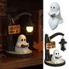 Vintage Style Night Light Halloween Hanging Ghost Resin Figurine, Farmhouse Glowing Tabletop Ornament, Country Display Warm Amber Decor for