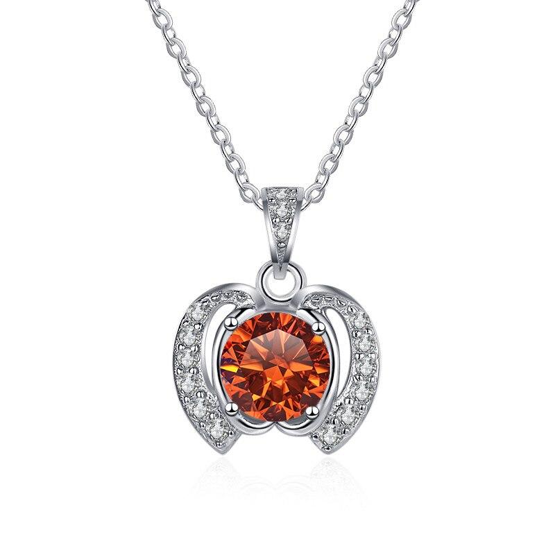 Bague Ringen Trend Women's 1 Carat Round Moissanite Necklace Apple Shaped Pendant Clavicle Chain Silver 925 Jewelry For Christmas