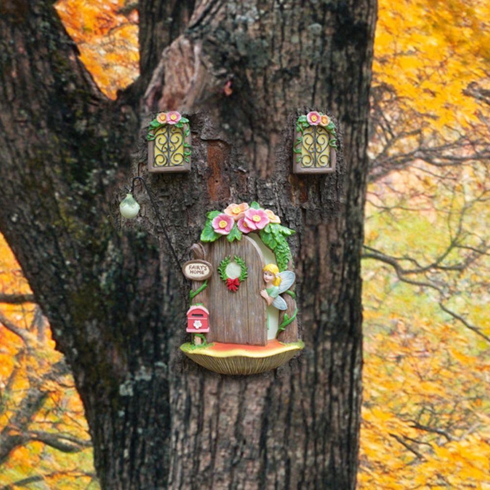 

4pcs Creative Doors and Windows Tree Hanging Resin Miniature Figurines Sculptures Home Style 3