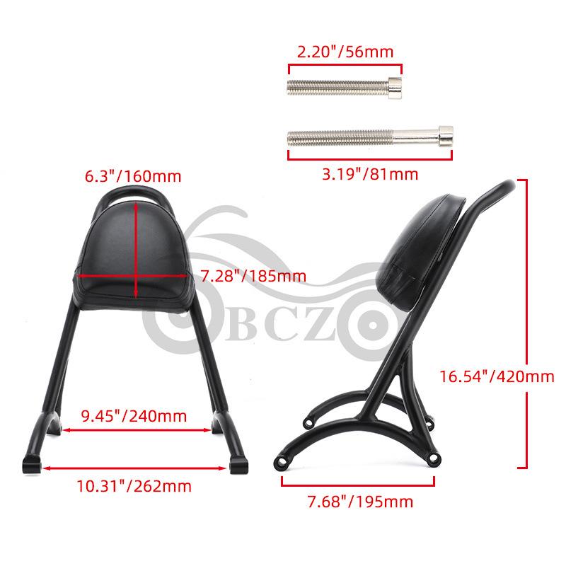 Modified Harley XL883 1200 Motorcycle Round Tube with Rear Backrest, Rear Arch, and Tail Rack (2004-2020)