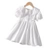 Girls White Princess Dress Summer Short Sleeve Kids Party Dress Elegant Casual Cotton Blend Clothing For Children