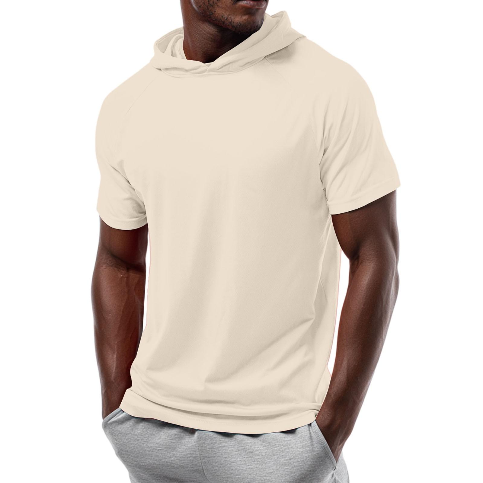Men s Straight Shoulder Short-sleeved Hoodie T-shirt Sweatshirt L 1636₽