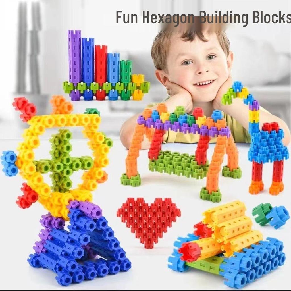 Hexagonal Building Blocks: Large Interlocking Plastic Toys for Ages 3-6