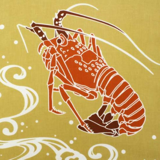 Dyeing Anbo Hand Towel Authentic Dyed Cotton Tokuoka Made in Japan 35cm x 100cm "Jumping Shrimp" 100%