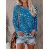 Modisches Damen Rundhals Langarm 3D Lässiges Farbdruck Westliche Linie Langarm Rundhals T-Shirt