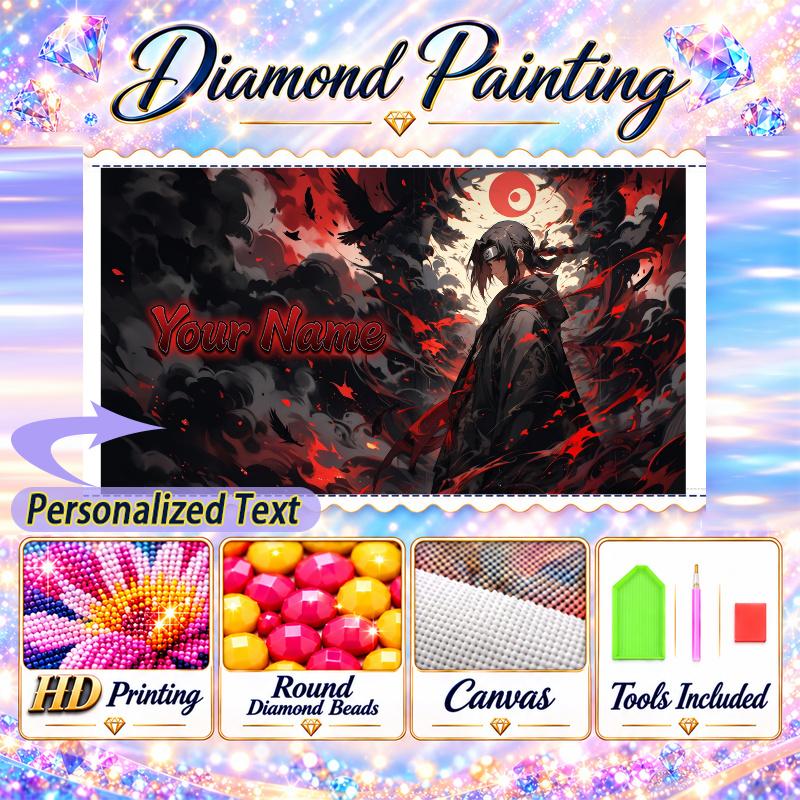 Personalized Itachi Uchiha Diamond Art Custom Name 5D Diamond Painting Full Drill DIY Craft