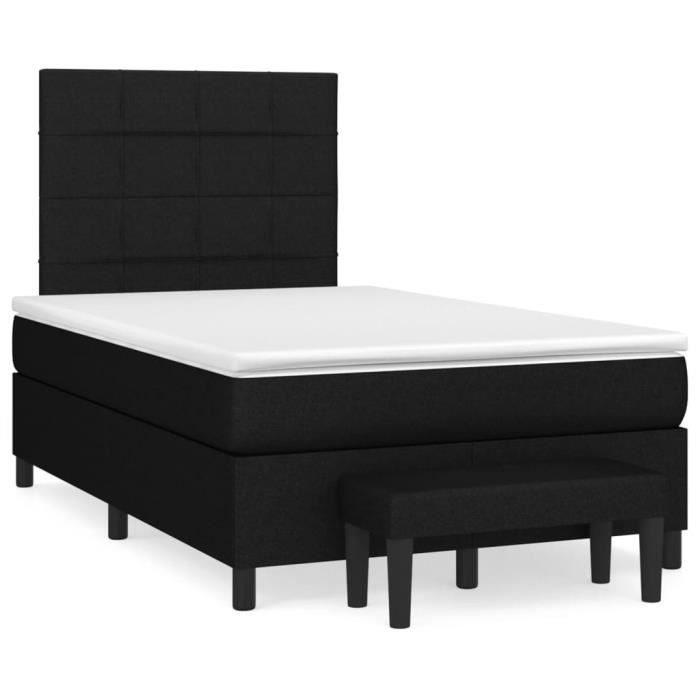 3136583 vidaXL Lit à sommier tapissier avec matelas Noir 120x200 cm Tissu