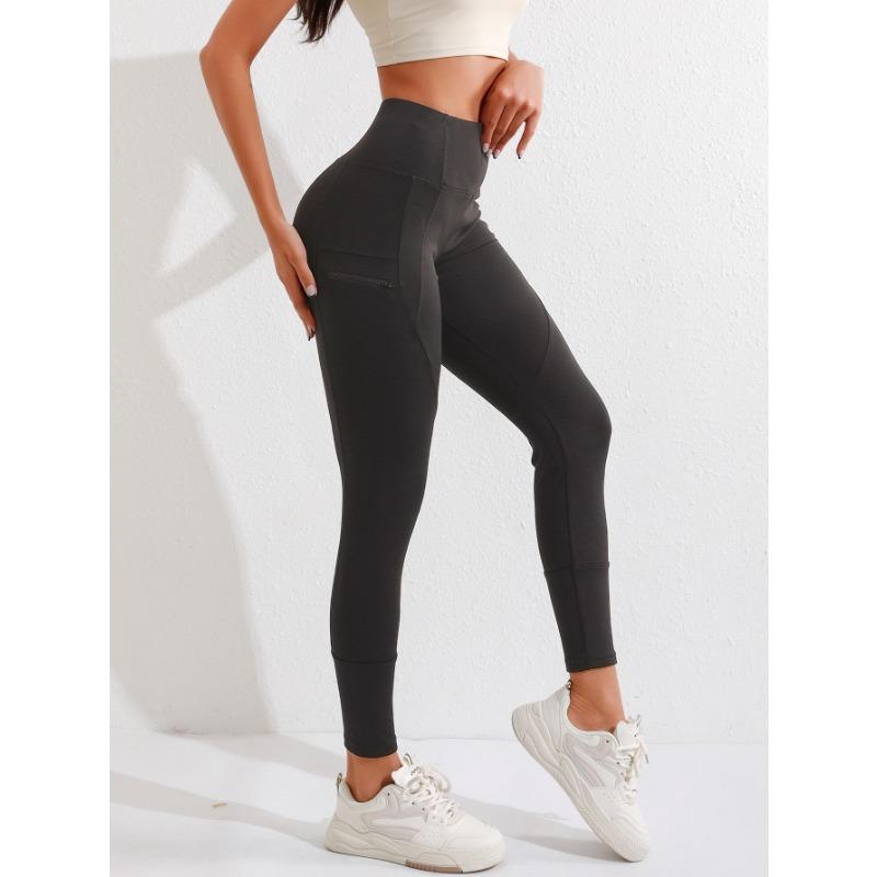 Women S High Waist Slim Fit Fleece Yoga Leggings With Zipper Pockets