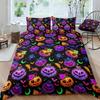 Halloween Quilt Cover Set Halloween Theme Comfortable Bedding Set Digital Print Plaid Pattern Cute Ghost Pumpkin One Quilt Cover