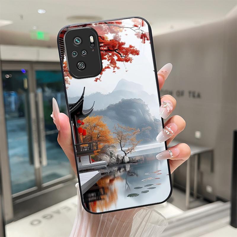 

Beautiful Flower Cute Cats Case For Xiaomi Redmi Note 10 10S Poco M5S Tempered Glass Phone Case Protective Back Cover Hard Shell Redmi Note 10S