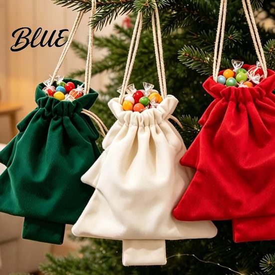 Gift Wrapping Bags for Christmas Tree Drawstring Presents Bag Reusable Plush Pouch Soft Fabric Present Holders Shaped Holiday Favors Bag Candy,