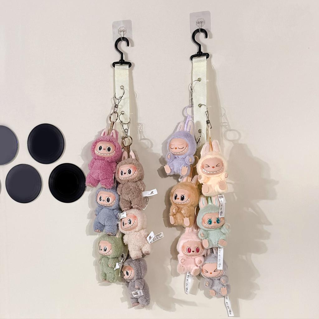 For Labubu Storage Rope With 8 Clips Wall Hanging Plush Doll Pendant Holder Door Closet Organizer for Labubu Collections