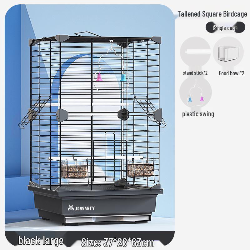 Großer Acryl-Vogelkäfig für Papageien, Nymphensittiche & Wellensittiche - Transparente Vorderseite mit Metallrahmen
