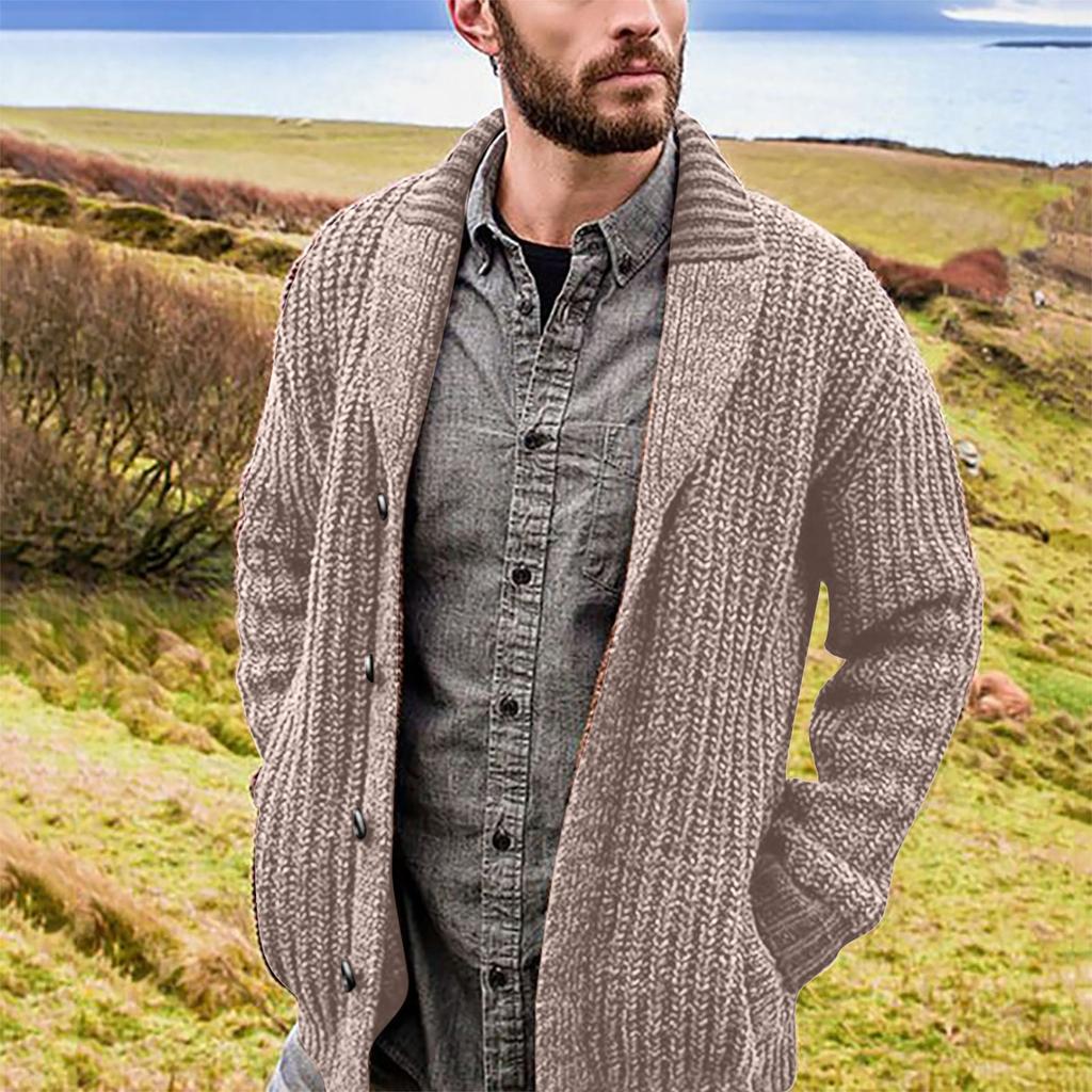 And Winter Men's Fashion Loose Cardigan Warm Lapel Hooded Jacket Sweater
