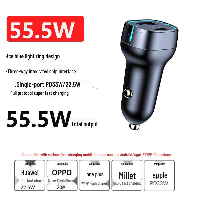 

100W PD Car Charger with Dual Cigarette Lighter Sockets for Super Fast Phone Charging