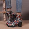 Fashion European and American Halloween High-heeled Boots for Autumn and Winter 2024 New Lace Up Short Tube Casual Printed Women's Boots