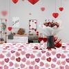 3 Pcs Valentines Day Tablecloth, Pink Love Heart Plastic Table Cover, Valentines Disposable Rectangle Table Cloth for Valentine’s Day Wedding