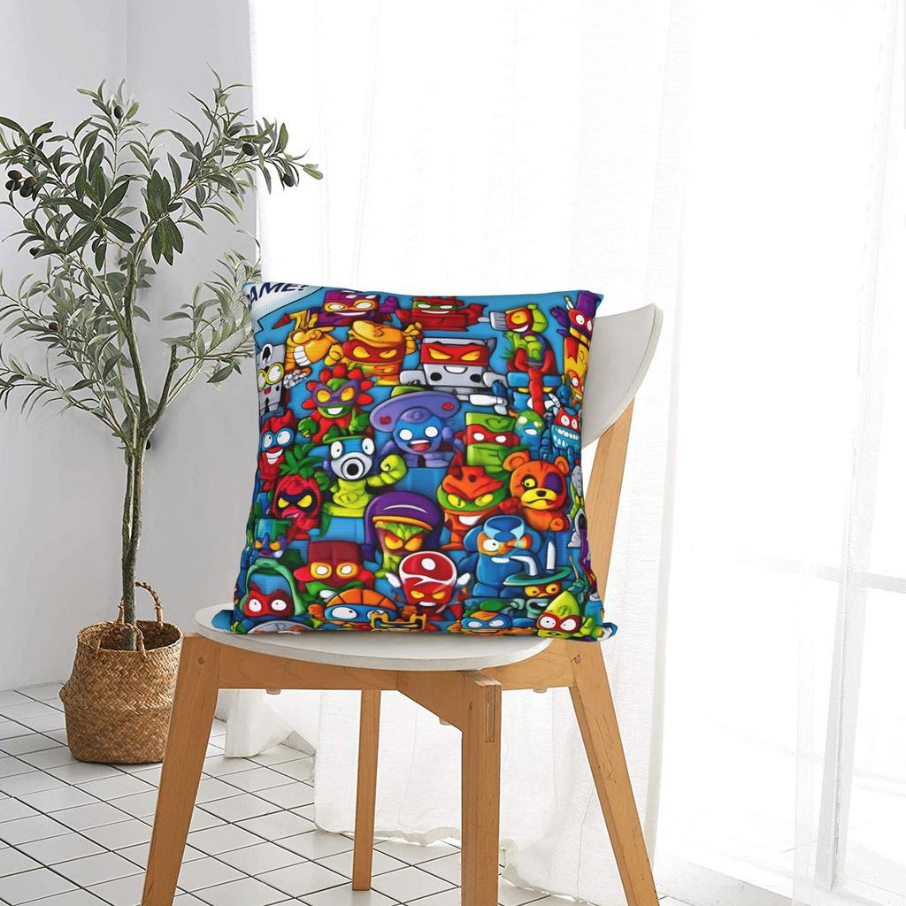 SuperThings Cartoon Square Pillow Covers Home Super Zings Kindergarten Cushion Cover Funny Decorative Pillow Cover 45*45