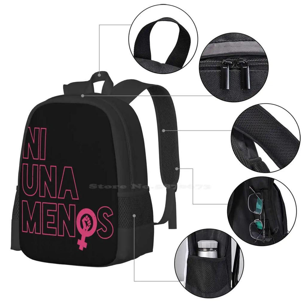 Not One Less-Girl Power Fashion Pattern Design Travel Laptop School Backpack Bag Girl Power Feminist Feminism Woman Pink Female