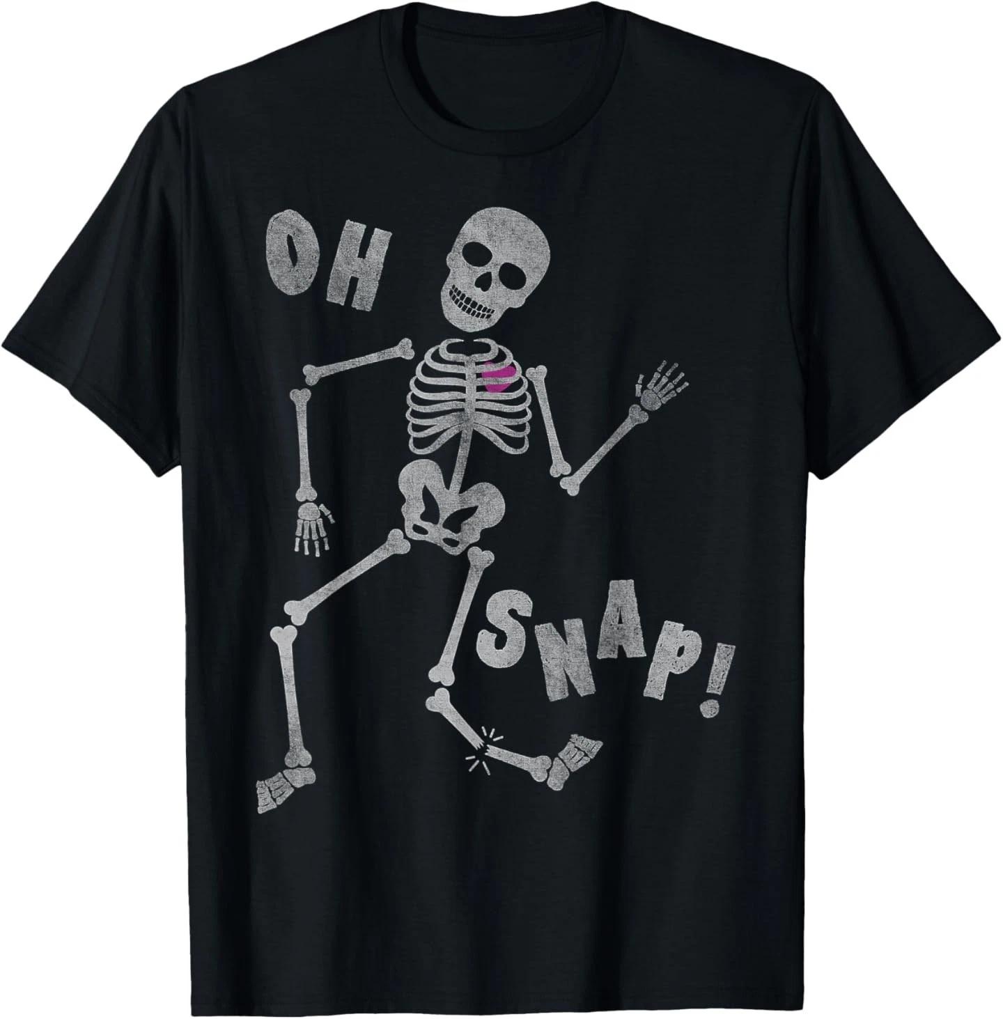 

Halloween Oh Snap Skeleton Broken Leg T- Shirt M