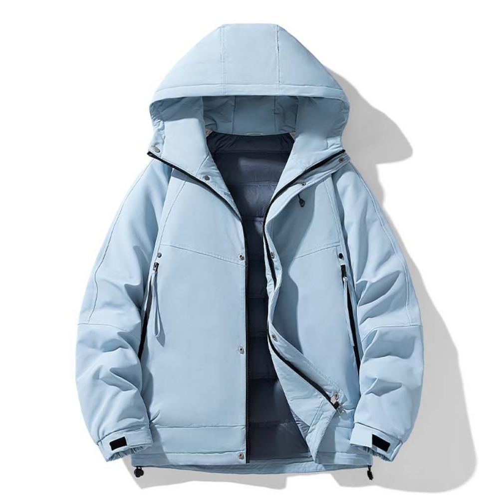 New Outdoor Windproof and Warm Thickened Hooded Winter Clothing Solid Color Tooling Jacket Down Jacket