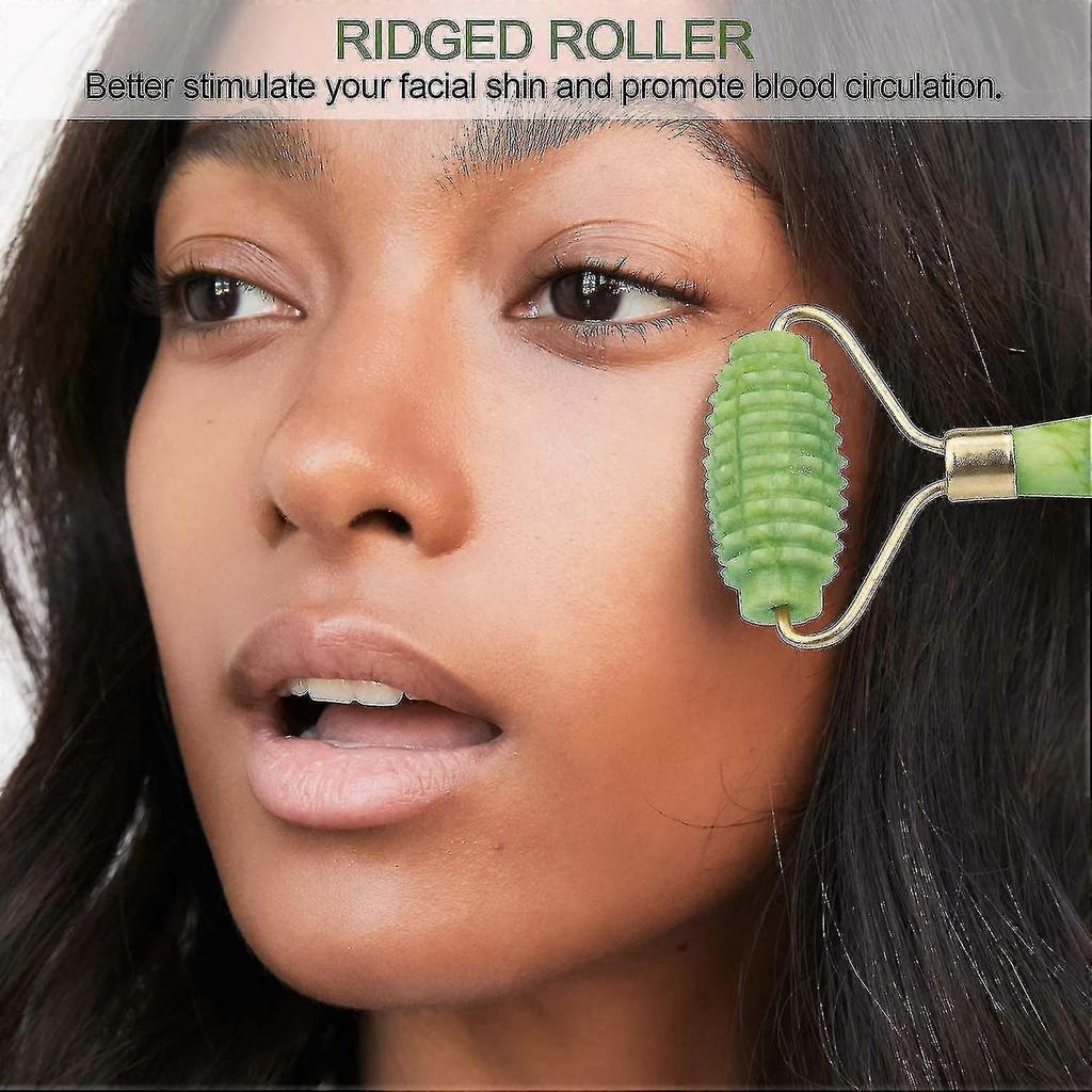 Dual-Head Jade Facial Massage Roller and Guasha Kit Set